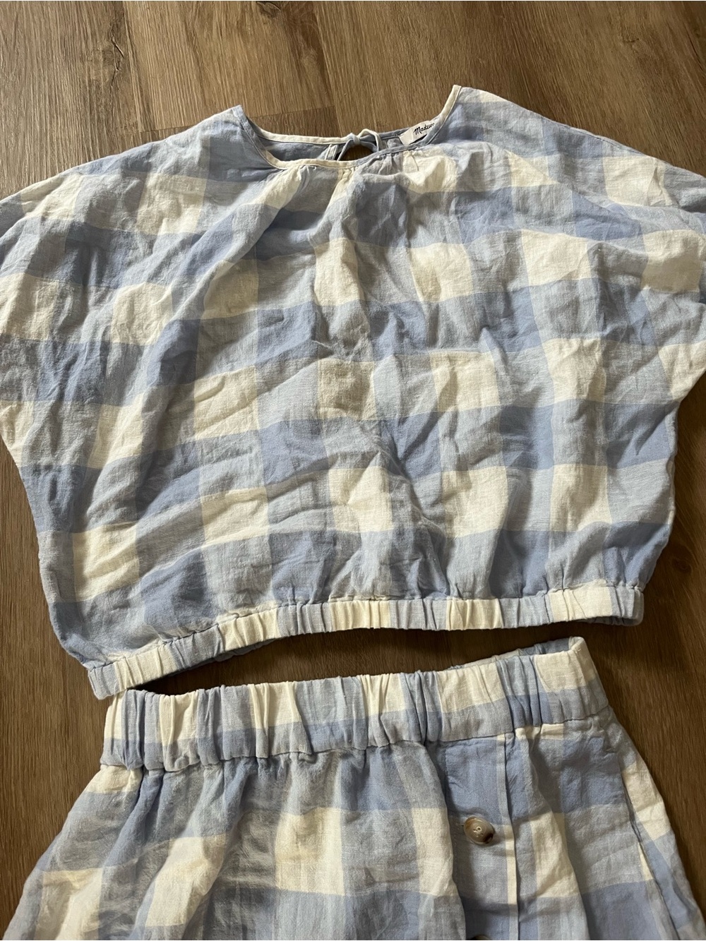 Madewell Light Blue Gingham Midi 2 piece with Button Front - Picture 4 of 7